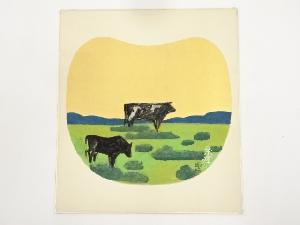 粟田栄暉筆　牛図　肉筆色紙